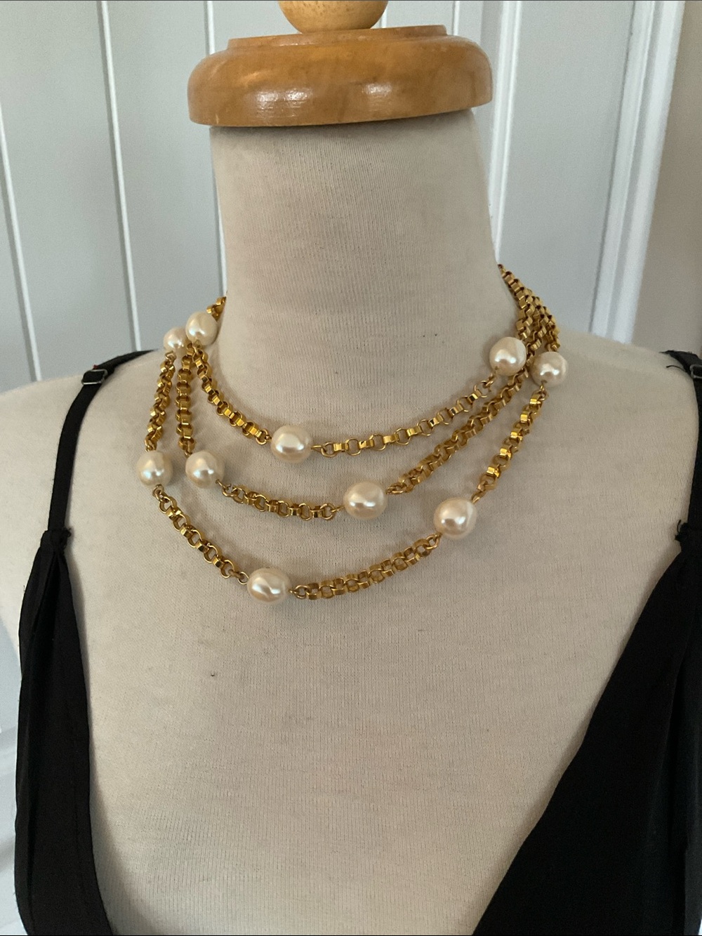 Gold Multi-Strand Pearl Necklace - Elegant Layered Jewelry